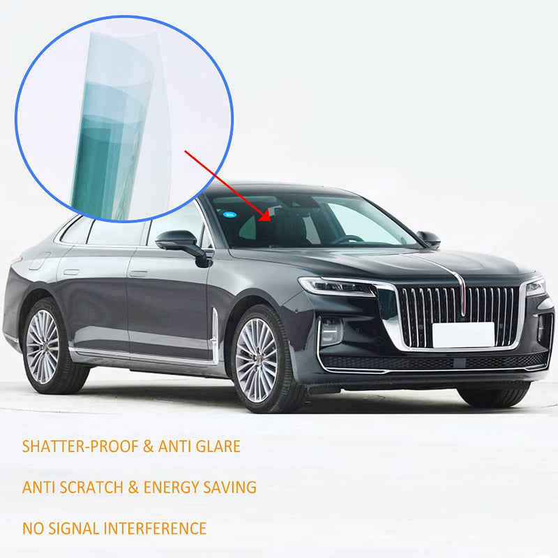 80% VLT Nano Ceramic Car Front Window Film 99% Anti UV Heat Insulation Sun Blocking Solar Window Tint for Car Windshield Rear Side Window, Light Blue, 20Inch X 10Feet 20"x10ft