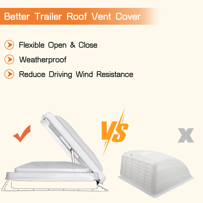 RV Vent Cover 14" Roof Vent Lid for Universal RV, Trailer, Camper, Motorhome Roof Replacement Ceiling Vent Covers, Plastic Square Skylight Cover Liftable, 1 Pack White