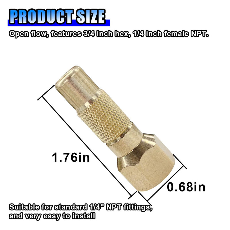 2PCS Car Tire Air Chuck, Heavy-Duty Screw on Tire Air Chuck with 1/4'' NPT Thread, Brass Twist-on Chucks for Inflator Gauge and Compressor, Universal Car Accessories