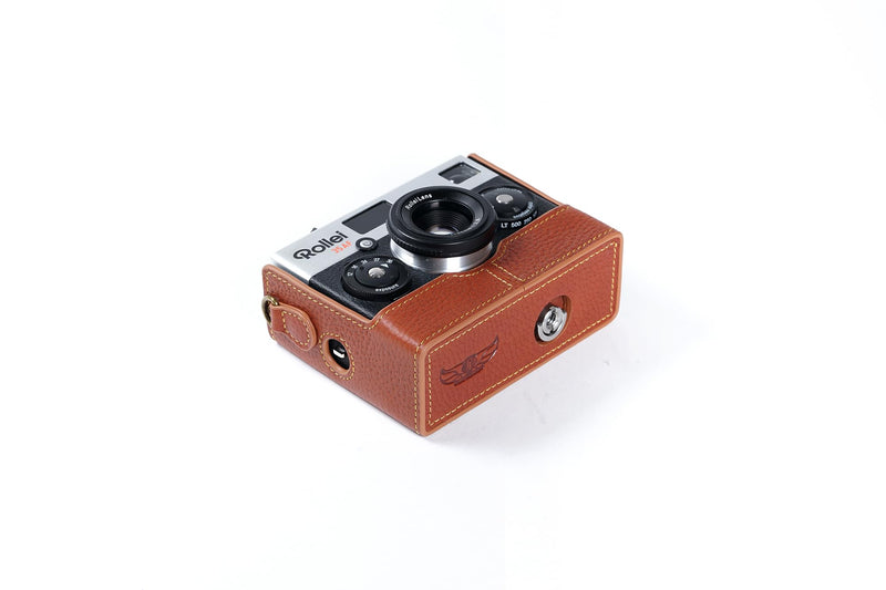 35AF Case, Handmade Genuine Real Leather Half Camera Case Bag Cover for Rollei 35AF With Lens Cover (Brown) Brown