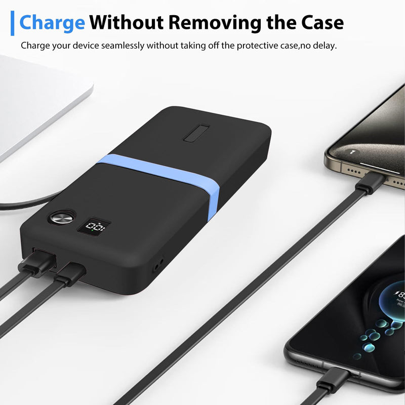 Case Cover for Anker 20000mAh 87W A1383,Silicone Protective Cover with Shockproof Bumper,Dust Resistant,Washable Non-Slip Skin,Charge-Through Cutout,Black Black