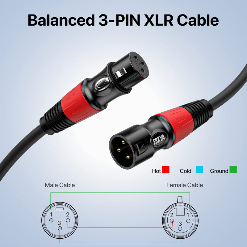 EBXYA XLR Cables 3ft 4-Packs - Standard XLR Male to Female Microphone Cable with 3-Pin Balanced Shielded XLR Speaker Cable 4 Pack Black