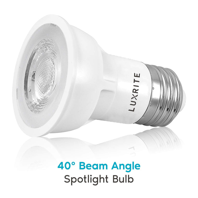 LUXRITE PAR16 LED Bulb, 5.5W (50W Equivalent), 5000K Bright White, 450 Lumens, Dimmable Spot Light, Enclosed Fixture Rated, 40° Beam Angle, ETL, Damp Rated, E26 Medium Base (6 Pack) 5000k (Bright White) 6 Count (Pack of 1)