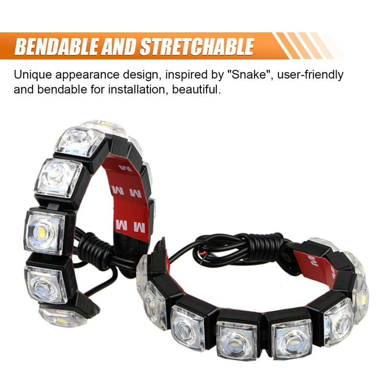 2PCS Daytime Running Strip Lights, Daylight Driving Weatherproof Decoration Light Kit, High Power Clearance Light, Flexible Bright Spot Fog Lamp, Auto Accessories Fit Most Cars (White) White