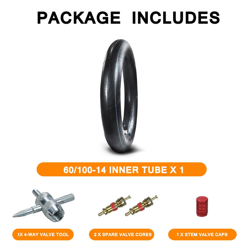 Front 60/100-14 2.50-14 Inner Tube for 110cc 125cc CRF70 CRF110 XR70 KLX110 TTR90 PW80 RM60 RM65 TaoTao DB14 SSR Apollo Coolster Dirt Pit Bike Motorcycle Off Road Motocross Heavy Duty 1 Pack