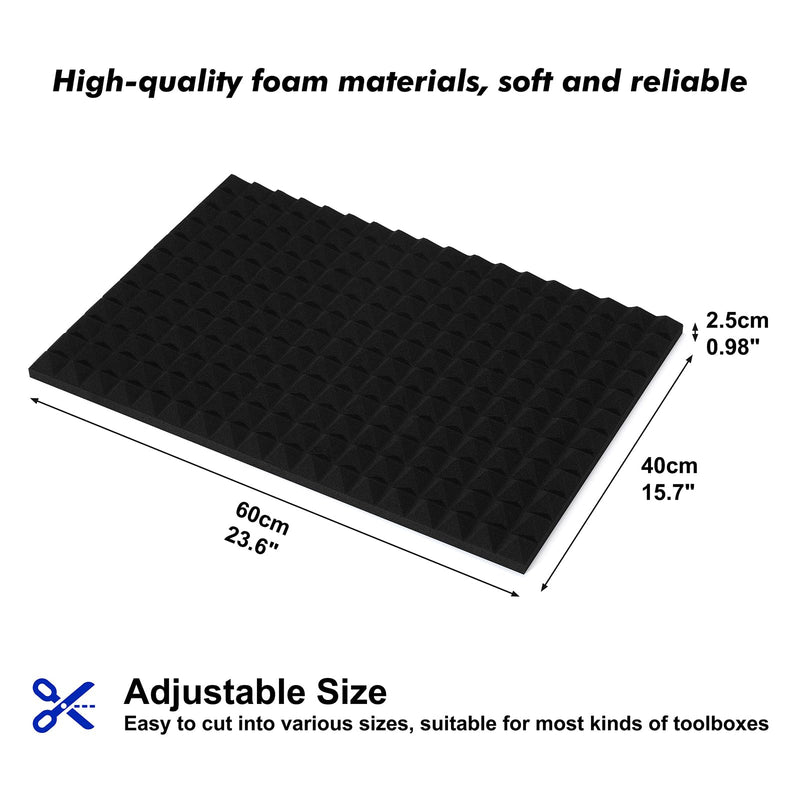 CASOMAN 4PCS Professional Toolbox liner, Trap Mat Universal Tool Drawer Liner, Non-Slip Foam Inserts, Easy Cut, Black, 23.6"x15.7" 4-piece