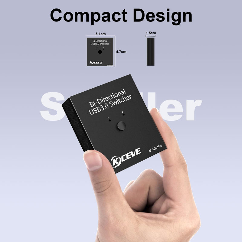 USB 3.0 Switch,USB Switch 2 in 1 Out / 1 in 2 Out, USB3.0 Switcher for 2 Computers Share Keyboard Mouse Scanner Printer,USB Cable not Included