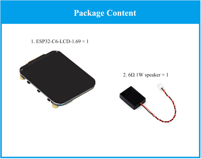ESP32-C6 1.69inch LCD Development Board, 240x280 262K IPS LCD, Supports Wi-Fi 6 / BLE 5, 160MHz RISC-V Processor, ESP32 with Display, AI Speech, Support AI Voice Interaction, with Speaker