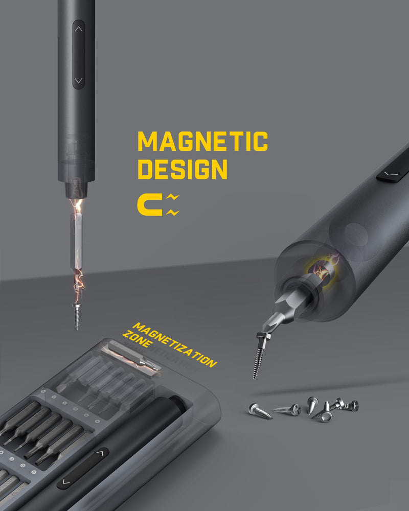 Fanttik E1 Pro Mini Electric Screwdriver, Precision Screwdriver Set with LED Light, 24 Magnetic Bits, Max. 3 N.m, Magnetic Storage, 5/32''Hex, Repair Tool Set for Phone Camera Laptop Watch Small