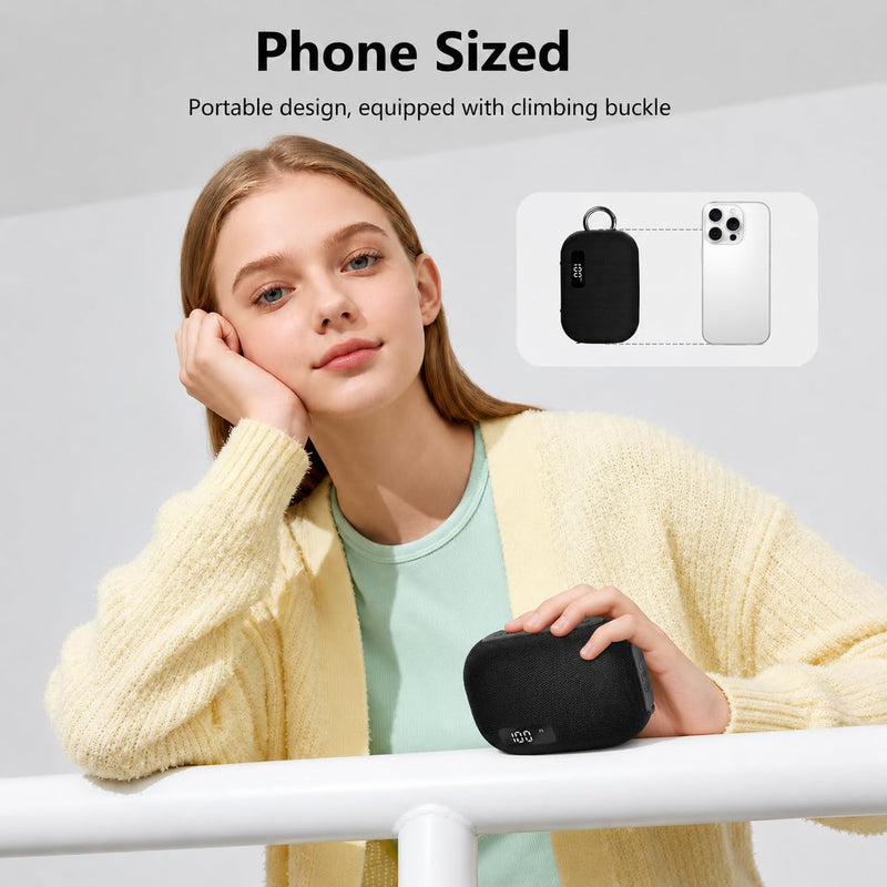 Portable Bluetooth Speaker, IP67 Waterproof Shower Speaker with Digital Battery Display, Powerful Sound, 24H Playtime, TWS Pairing, USB/TF Card, Small Speaker for Outdoor Travel Home, Gift-Black Black
