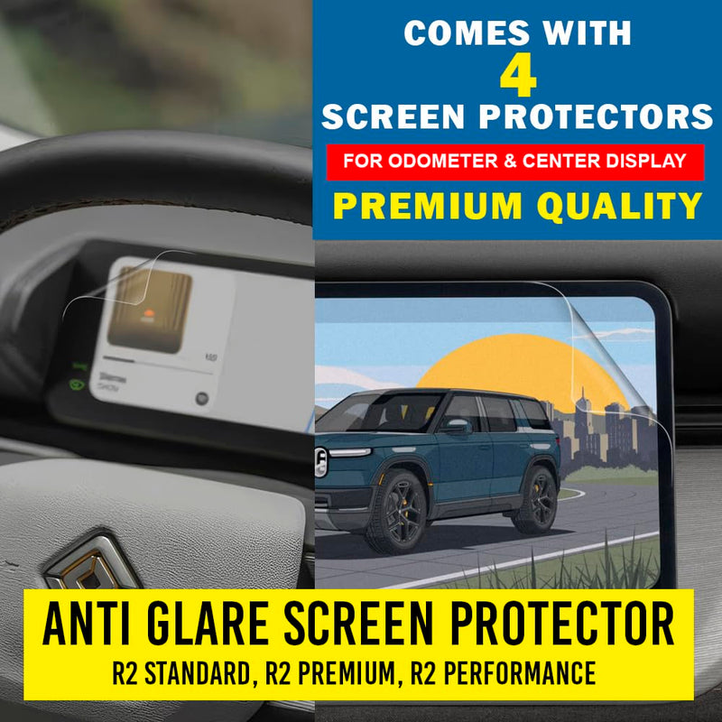 Screen Protector for Rivian R2 Infotainment Navigation Display And Instrument Cluster Matte Anti Glare 4 Pack