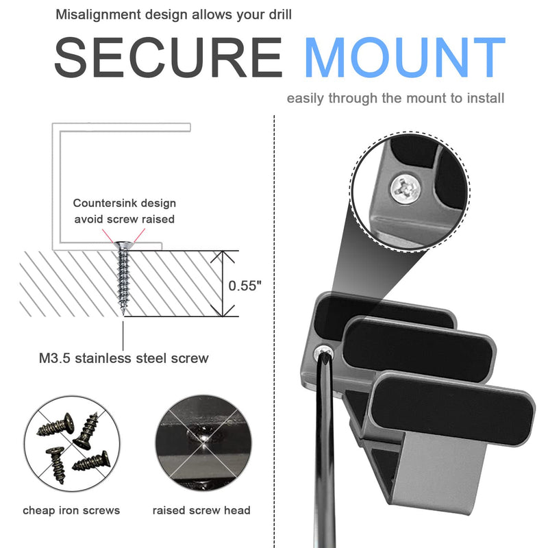 IFCASE 2 Tier Under Desk Laptop Mount, Double Decker Metal Under Desk Shelf Holder for Laptop, MacBook Pro, Keyboard with Anti-Scratch Silicone (Silver) Silver
