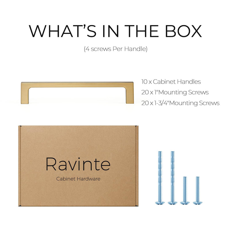 Ravinte 10 Pack Solid 5 Inch Square Cabinet Handles Champagne Bronze Cabinet Pulls Drawer Pulls Kitchen Cabinet Hardware Kitchen Handles 5 Inch Hole
