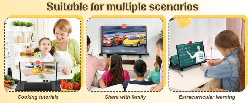 16" Screen Magnifier for Cell Phone, Mobile Phone 3D HD Magnifying Projector Screen Enlarger for Movies, Videos and Gaming, Foldable Phone Stand with Screen Amplifier,Compatible with All Phones Bkack-16inch