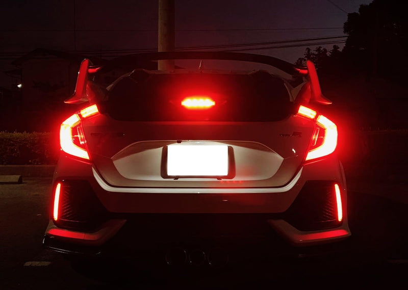 iJDMTOY Red Lens 24-SMD LED Bumper Reflector Lights Compatible With 2017-21 Honda Civic Hatchback, SI or Type-R Sedan, Function as Tail, Brake Lamps
