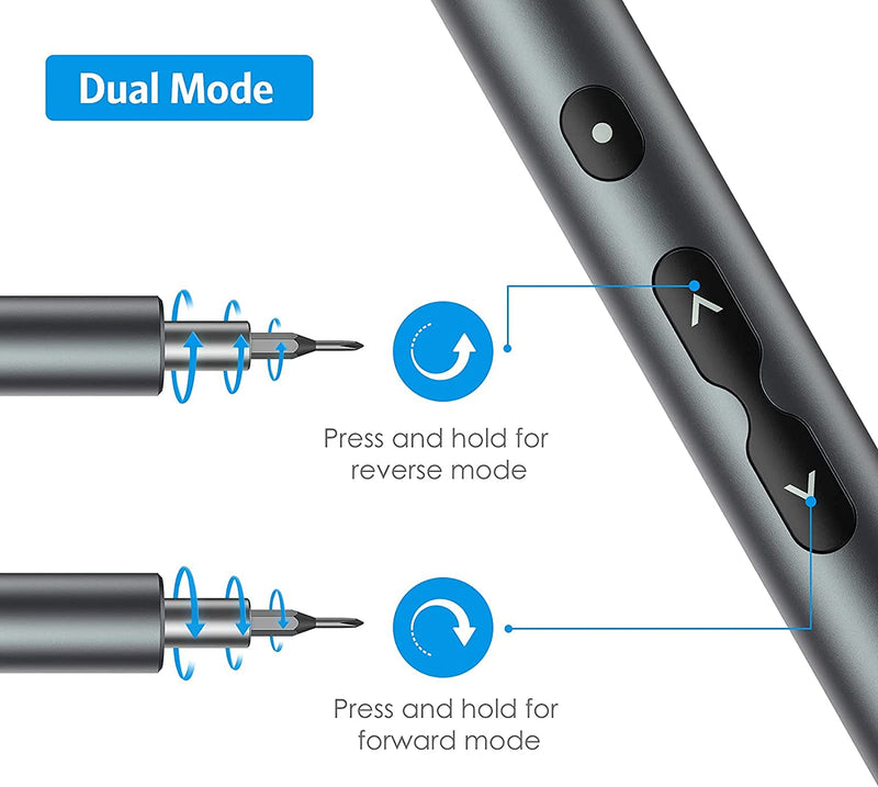 AMIR Electric Screwdriver 28-in-1 Cordless Mini Power Precision Screwdriver Set with 24 Bits, Rechargeable Repair Tool Kit for Phones Watch Laptops Silver