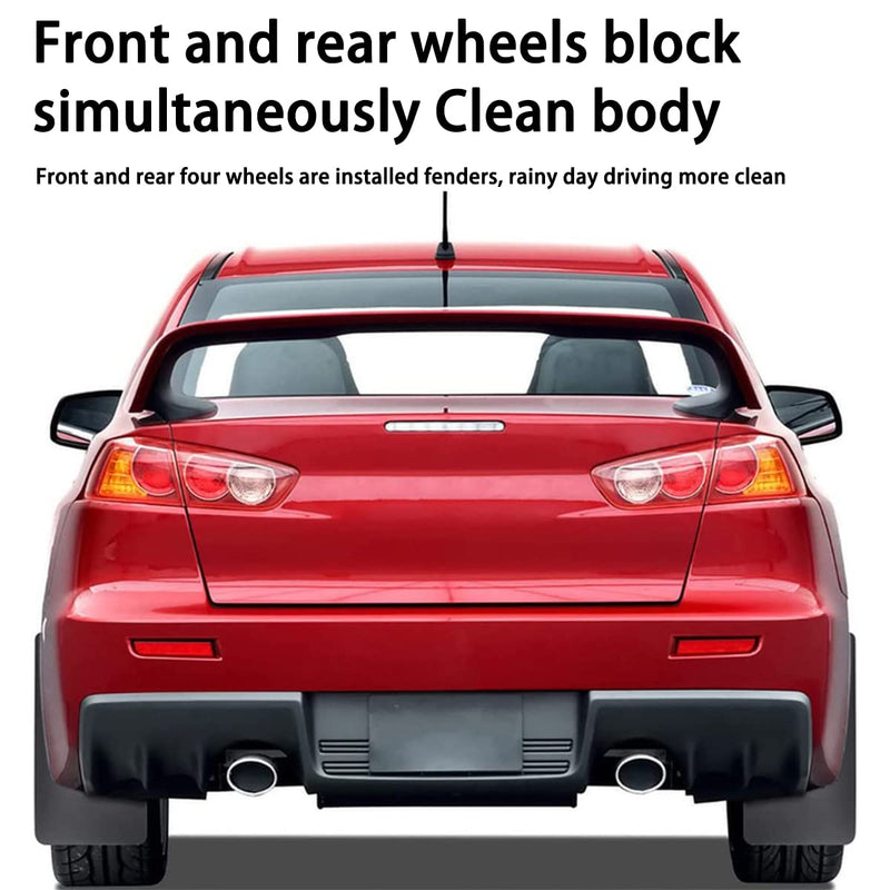 4PCS Universal Car Mud Flaps, Vehicles Mudguard Splash Guards Front and Rear Set, Flexible and Bendable Mudflaps Dirty Fenders, Auto Accessories Compatibility with Pickup SUV Van (Black) Black