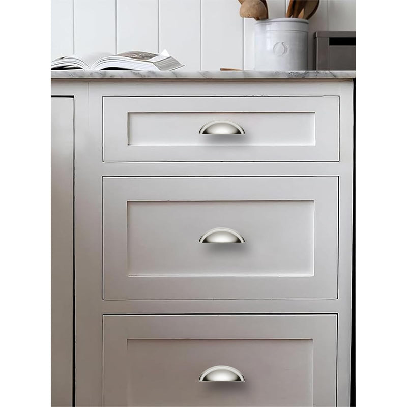 10 Pack 5" Drawer Pulls Polished Nickel Cabinet Cup Pulls Kitchen Hardware Cabinet Handles Drawer Handles Knobs 5 inch Hole Center 5"(128mm) Hole Center 10