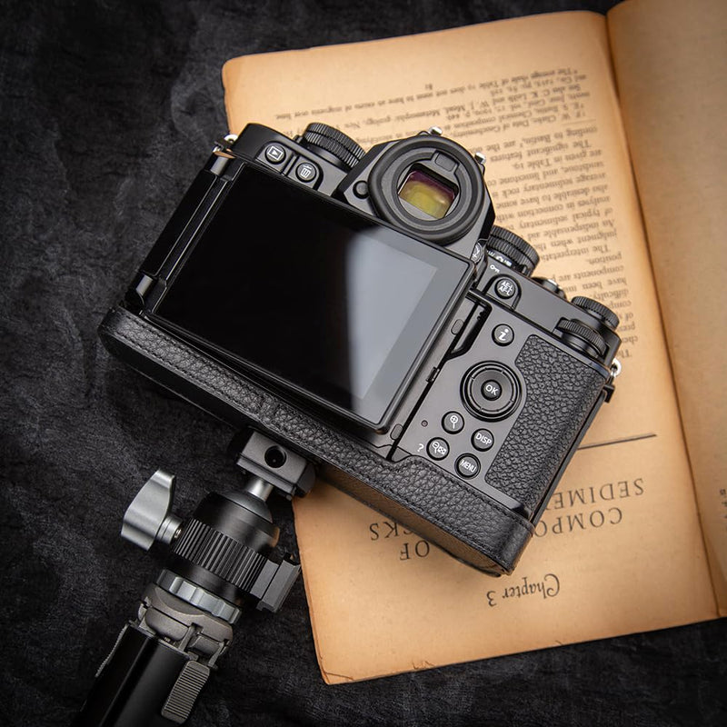 Handcrafted Vintage Half-Wrap Camera Protector Genuine Leather Camera Case for Nikon ZF (Black combination set) Black combination set