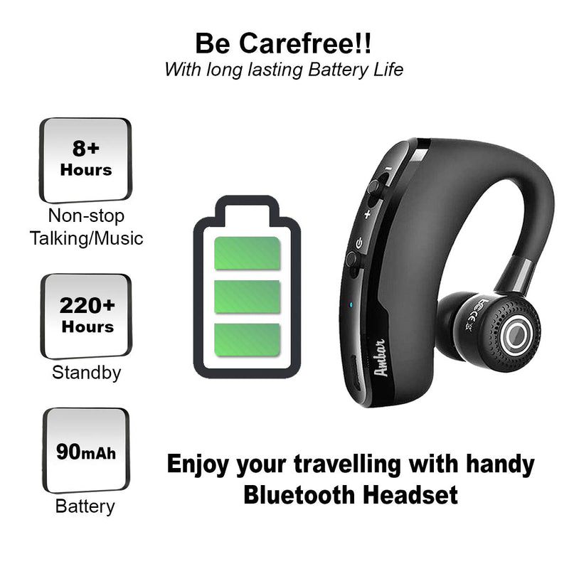 Ambar Wireless Bluetooth Earpiece with Built-in Mic – Ideal for Hands-Free Calling, Compatible with iPhone & Android – Perfect for Driving, Office, and Business Use