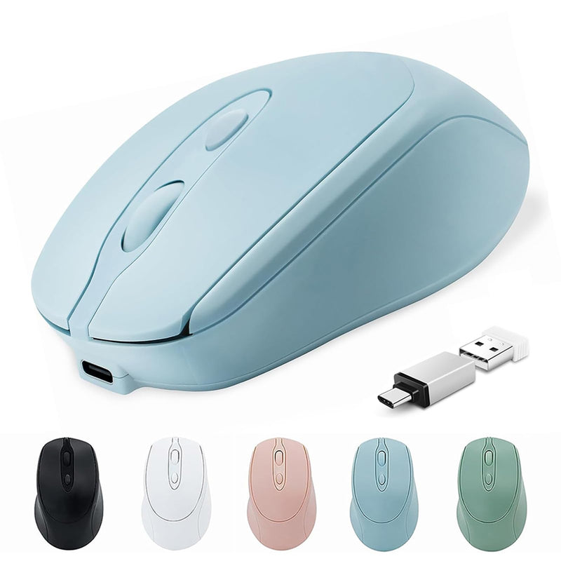 Bluetooth Wireless Mouse USB C for Macbook Air Pro/Computer/Laptop, Wireless Rechargeable Silent Ergonomic Mouse Type C for Mac/iPad/iMac/Surface Blue