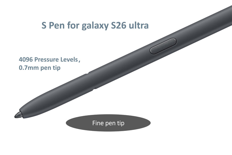S Pen S26 Ultra Replacement for Samsung Galaxy S26 Ultra,Black | EMR passive no battery, 4096-level pressure, 0.7mm nib, 5 spare tips, seats in phone pen slot Black