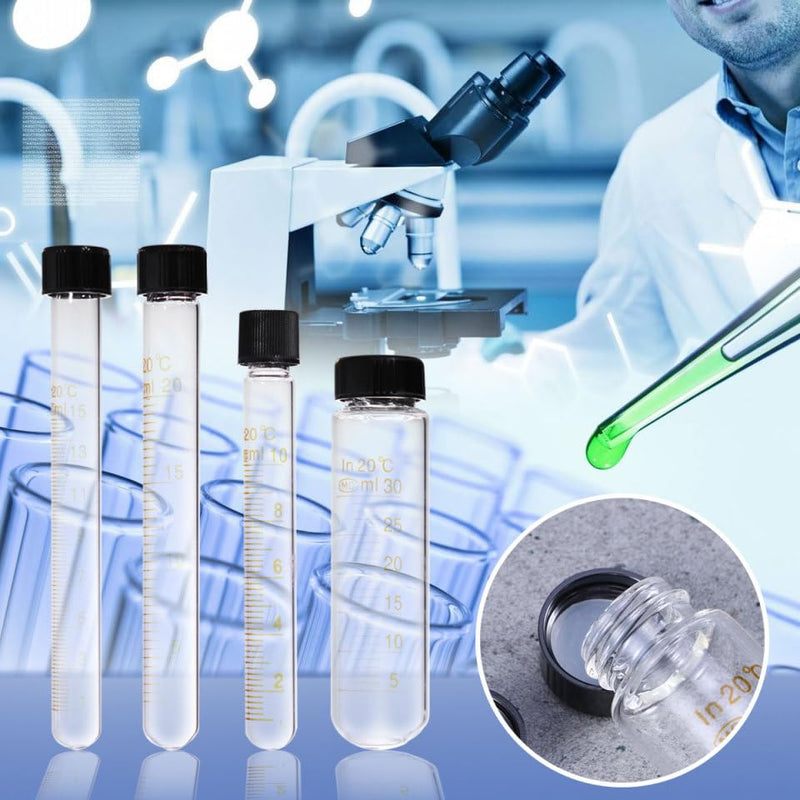 Graduated Glass Test Tubes with Screw Caps Tube Set 10Ml 15Ml 20Ml 30Ml Sample Storage for Liquid Measuring Candy and Lab Use 6.10 in