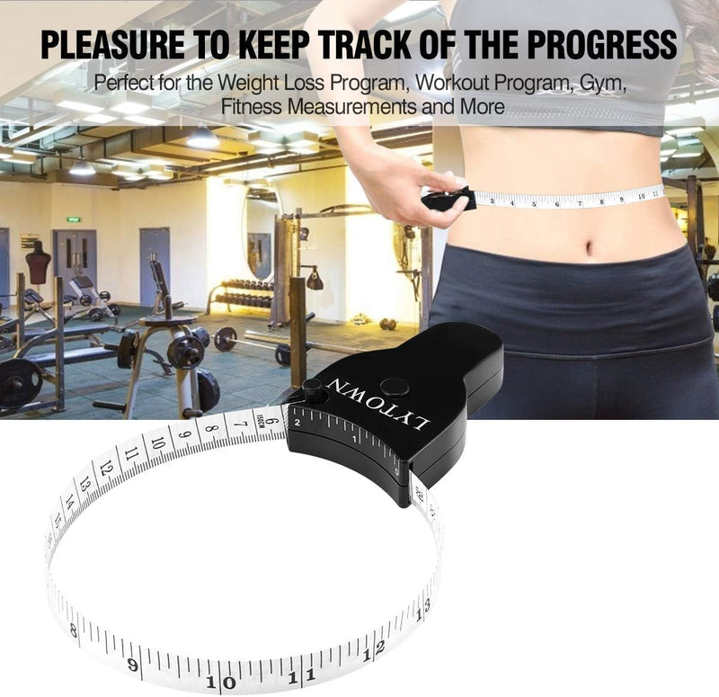 Automatic Telescopic Tape Measure, Body Measure Tape 60 inch (150cm), Self-Tightening Retractable Measuring Tape for Body Accurate Way to Track Weight Loss Muscle Gain by One Hand, 4 Piece Black+Black