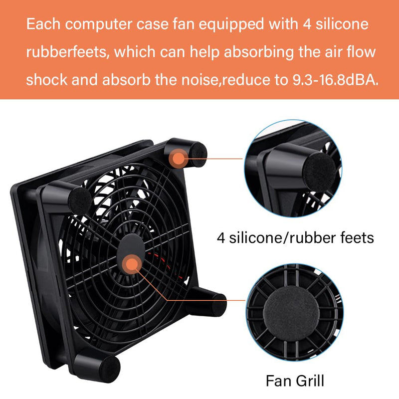 Quiet 120mm Router Fan Cooler with L/M/H 3-Degree Speed Controller, DC 5V USB Powered Cooling Case Fan for Router Modem Receiver DVR PlayStation TV Box 1Pcs 120mm