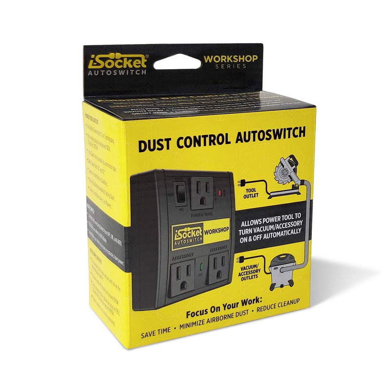 Automatic Vacuum Switch for 2 Power Tools, Auto/On/Off Mode, Delay Shut Off Shop Vac, Ideal for Dust Collectors, Workshops, and contruction worksites