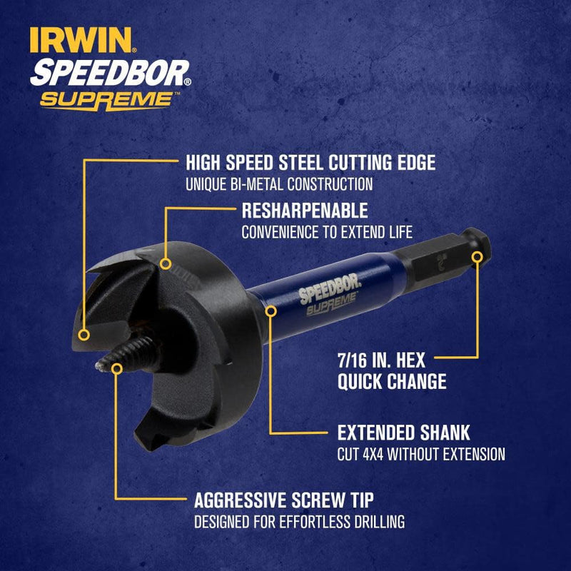 Irwin Tools IRWIN SPEEDBOR SUPREME Woodboring Self-Feed Drill Bit 2 in. X 6 in. (IWAX2007) One Size 2-In