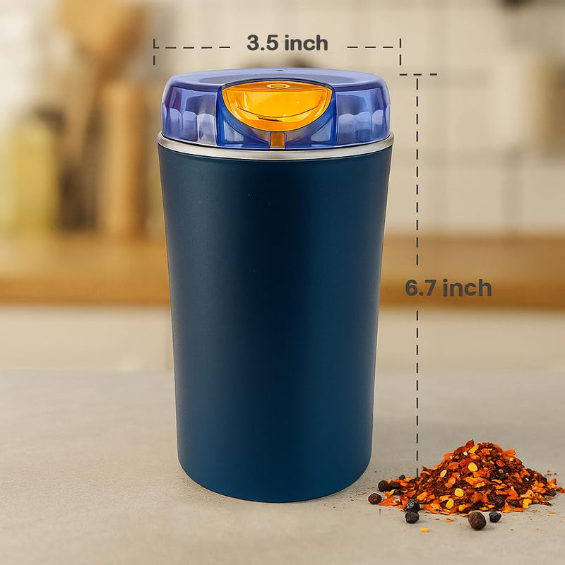 Electric Herb & Spice Grinder – One-Touch Stainless Steel Grinder for Herbs, Spices, Coffee, Nuts, Seeds – Powerful 30000 RPM Motor, Stainless Steel Blades, Cleaning Brush Included
