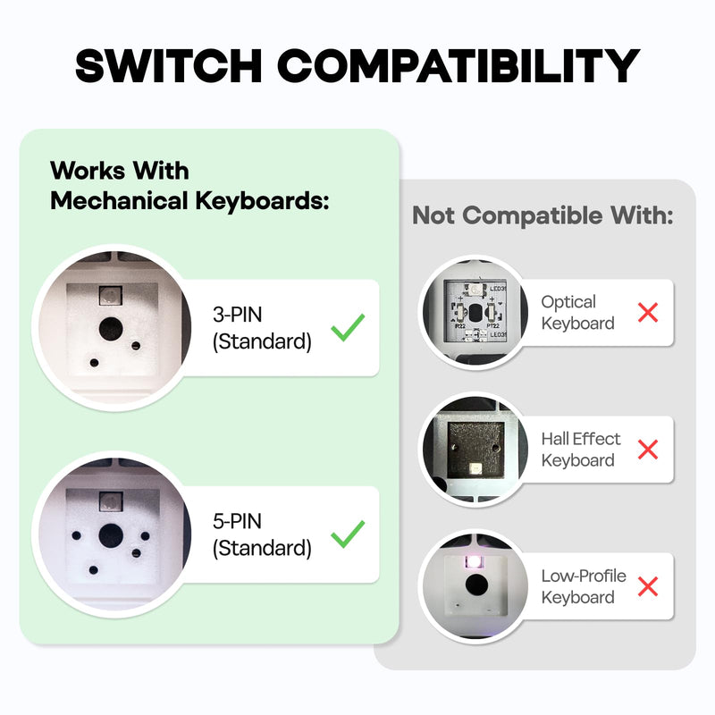 EPOMAKER Sea Salt Silent Mechanical Keyboard Switches Set, 5-Pin Switch, Pre-Lubed Linear Switch with LED Slot, 35 Pieces for Mechanical Keyboard