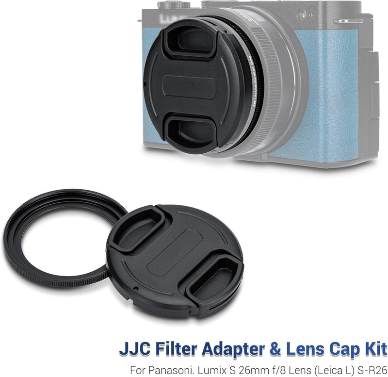 JJC 58mm Metal Filter Adapter for Panasonic Lumix S 26mm F8 Lens (Leica L) Lens, Filter Adapter Ring + Lens Cap Cover kit for Lumix S 26mm F/8 S-R26 Pancake Lens, Compatible with 58mm Filter Lens Cap 58mm Filter Adapter + Lens Cap