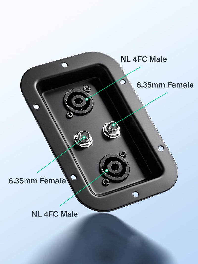 Speaker Junction Box,with Dual NL4FC 4 Pin Speakon Socket & 1/4" Female Jacks for Stage Speaker, Car/Home Audio DIY (2 Pack)