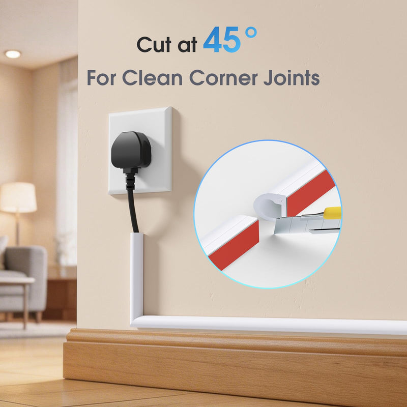 Delamu 40in Flexible Cord Hider for Wall Mount TV, Self-Adhesive Cord Covers for 1 Wire on Wall, Silicone TV Cable Hider Wall, Wire Hider Wire Covers for Cords on Wall, 0.59''W x 0.4''H, White