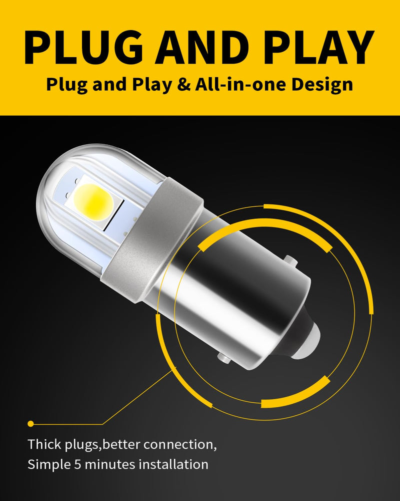 BA9S BA9 1895 1891 53 57 47830 64111 3893 LED Bulb White, Super Bright Canbus Error Free 12 Volt Replacements for Interior Dome Map Lamp License Plate Glove Box Lights (Pack of 10)