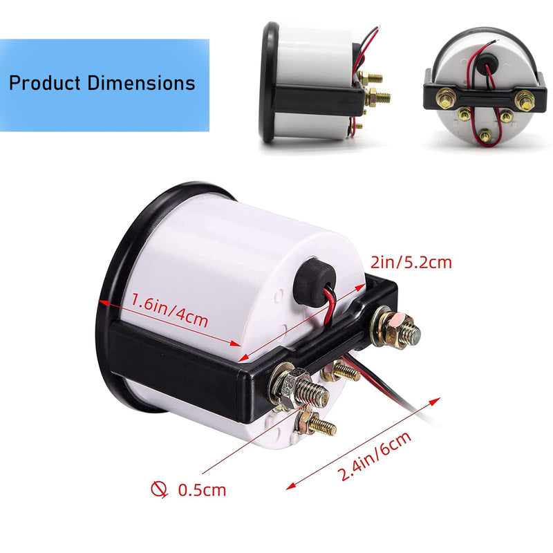 52mm Fuel Level Gauge, 2" E-1/2-F Pointer 12V, Universal Fuel Tank Meter with LED Backlight for Car RV Yacht Boat Motorcycle (White) white
