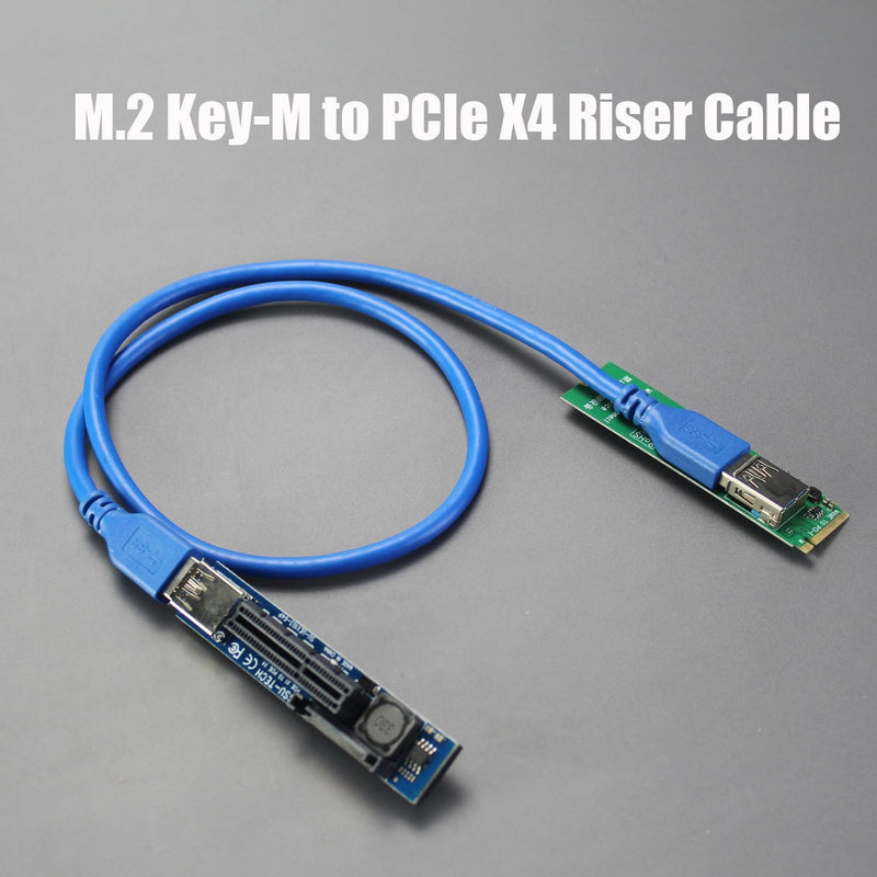GLOTRENDS UEX108 600mm M.2 to PCIe X4 Riser Cable (PCIe 3.0 X1 Speed),for PCIe WiFi Card, M.2 PCIe Card, USB PCIe Card, Sound Card, etc