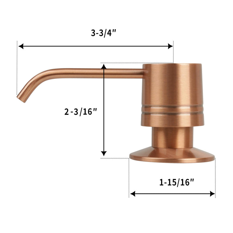 Soap Dispenser for Kitchen Sink, Brass Body Construction, Refill from The Top, Commercial Grade Liquid Dish Dispensers Pump, Built in Design with Large 17 oz Bottle(Copper) Copper
