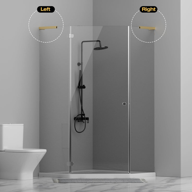 Heavy Duty Fixed Glass Clamp Support Bracket for Frameless Shower Doors,Reliably 304 Stainless Steel Stabilizing Bar for 6-12mm Glass Panels,No-Drill Installation,Mirror Gold Left Side Glass Polished Gold