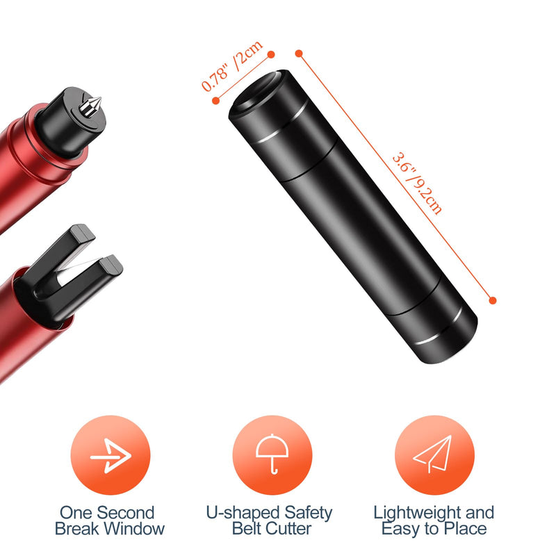 Car Window Breaker and Seatbelt Cutter 2 Pack, 2-in-1 Car Safety Hammer, Multifunctional Auto Glass Breaker, Portable Car Emergency Rescue Tool for Automotive Accidents Red*2
