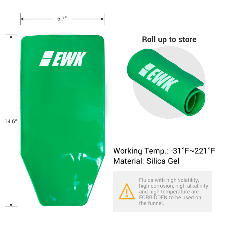EWK Flexible Oil Funnel, Spill-Free, Reusable Moldable Funnel for Clean Oil Changes, Car & Motorcycle Maintenance, Coolant & Fluid Draining, Easy Store Roll-Up Design
