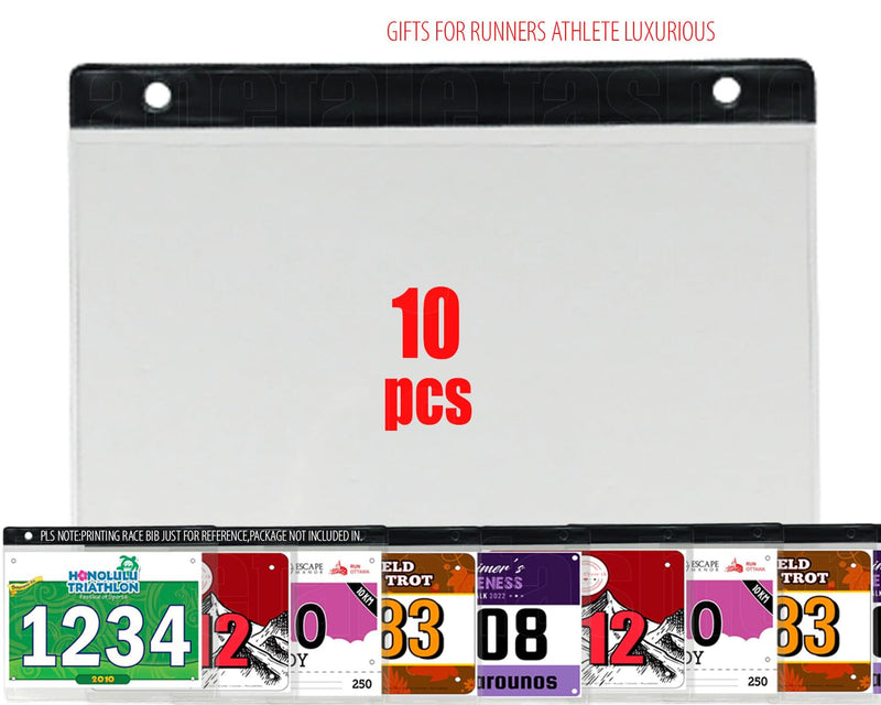 Clear Bib Boards Sleeves Protector for Runners,Race Bib Vinyl Holder,Race Bib Display Vinyl Protector Sheets, Marathon Running Bib Sheet Protector Black 10