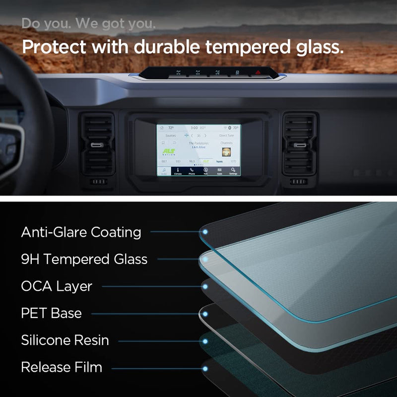 Spigen Tempered Glass Screen Protector [GlasTR Slim] designed for Ford Bronco (2021/2022/2023/2024) 12 inch Dashboard Touchscreen - Matte/Anti Finger Print 12"