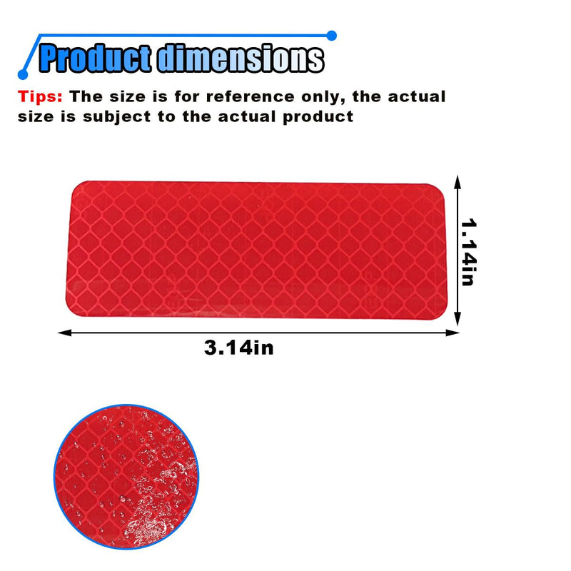 20PCS Car Safety Reflective Stickers, Waterproof Warning Reflective Tape, Night Visibility Reflective Strips for Trailers, Motorcycles, Bicycles, Cars, Helmets, 3.14 x 1.14 Inch (Red) Red