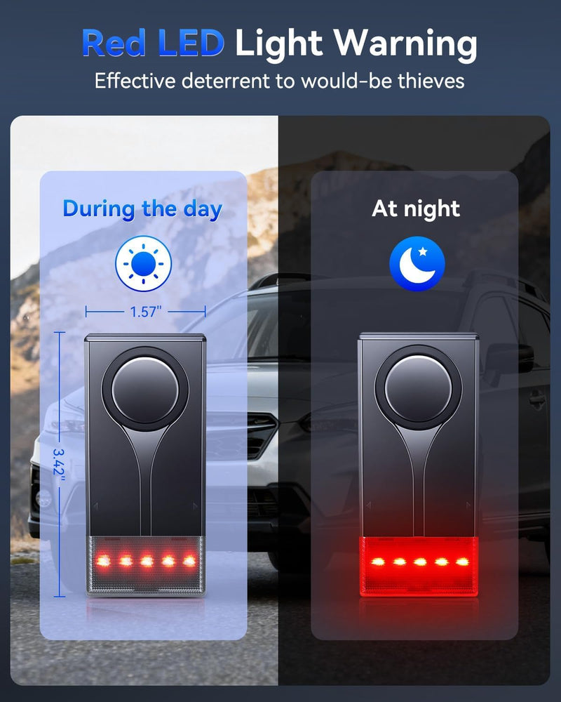 Car Alarm Anti Theft Device, 108 dB Car Audible and Visual Alarm, Magnetic Vibration Alarms System with Remote Control, High-Temperature-Resistant, Suitable for RVs, SUVs, Trucks Etc (2 Alarms)