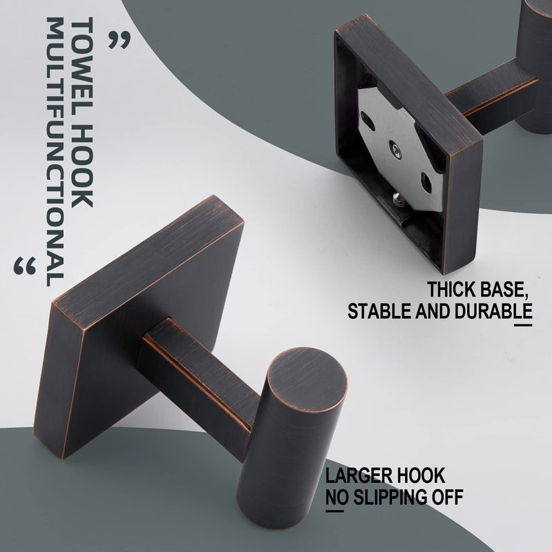 KOKOSIRI Robe Hooks Bathroom Towel Coat Hook for Bath Kitchen Hardware Wall Mounted, 2 Pack Oil Rubbed Bronze Stainless Steel B1013ORB-P2