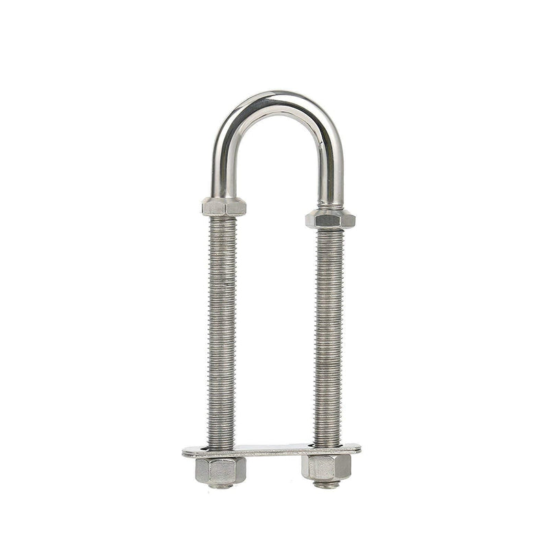 Amarine Made Pair of Stainless Steel Marine Boat Stern Bow Eye Tie Down U Bolt (Silver, 1/2" Dia - 2-1/2" Thread Lenght)