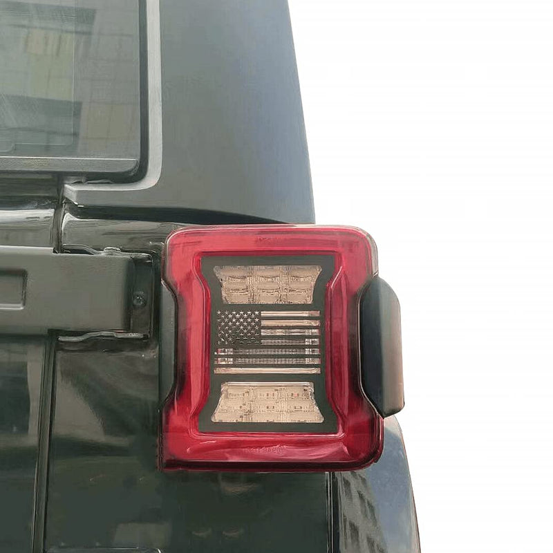 POETRYXIAO Tail Light Cover Guard with US Flag Style (LED Lights) for 2018-2023 Jeep Wrangler JL JLU(US Flag) JL(USA Flag)-LED